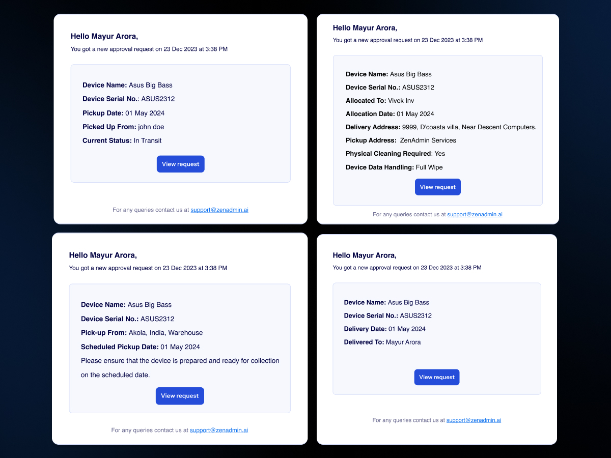 ZenAdmin's Release Notes on Workflows and Inventory Management